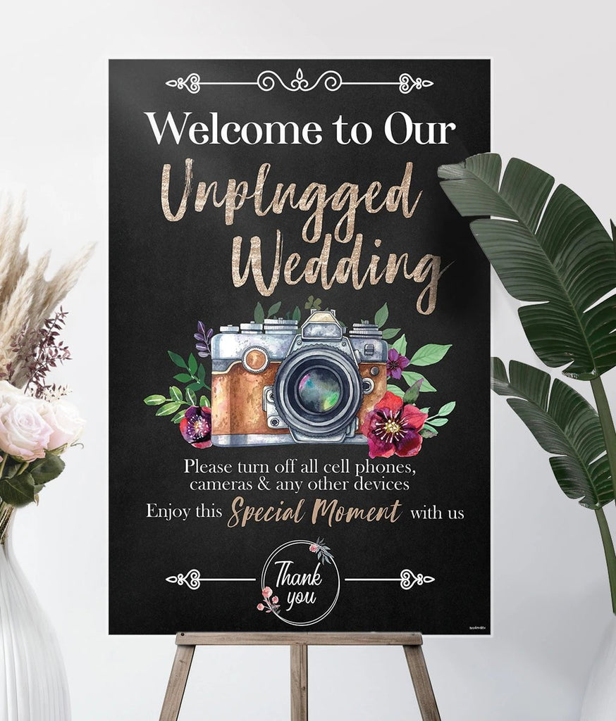 Unplugged Chalkboard Wedding Sign - SpeedyOrders