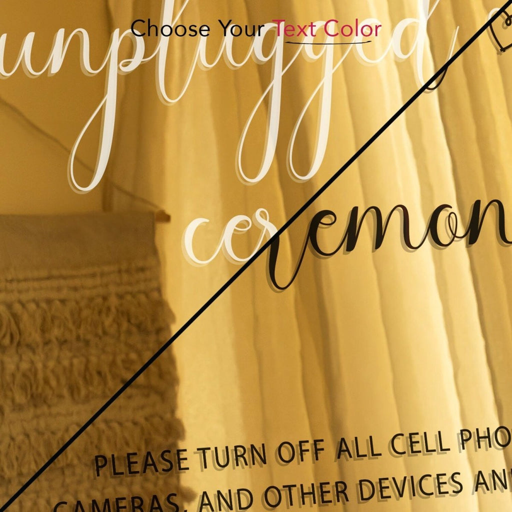 Unplugged Wedding Ceremony Sign, Gold Mirror Wedding Sign - SpeedyOrders