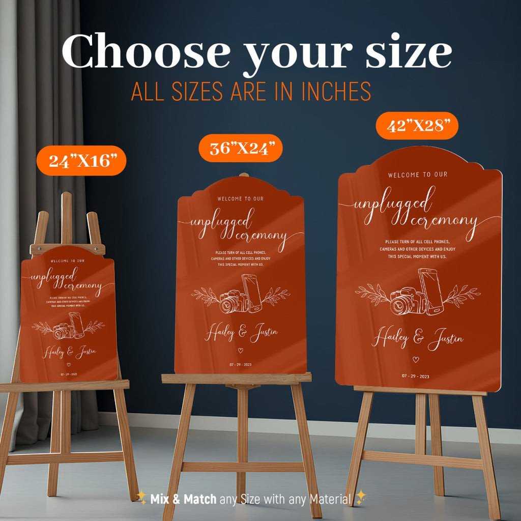 Unplugged Wedding Ceremony Sign, Terracotta Wedding Sign - SpeedyOrders