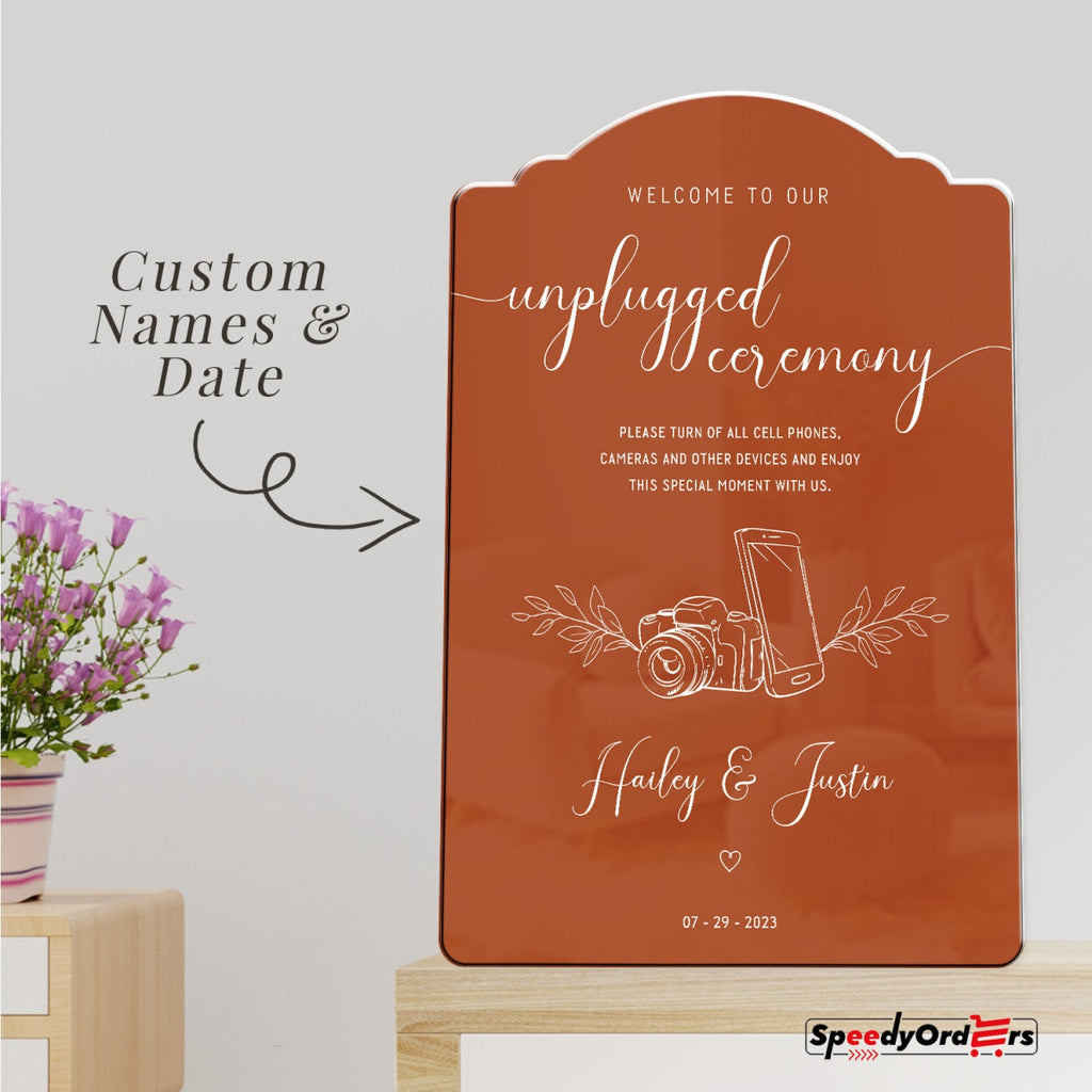 Unplugged Wedding Ceremony Sign, Terracotta Wedding Sign - SpeedyOrders