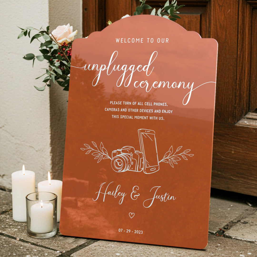 Unplugged Wedding Ceremony Sign, Terracotta Wedding Sign - SpeedyOrders