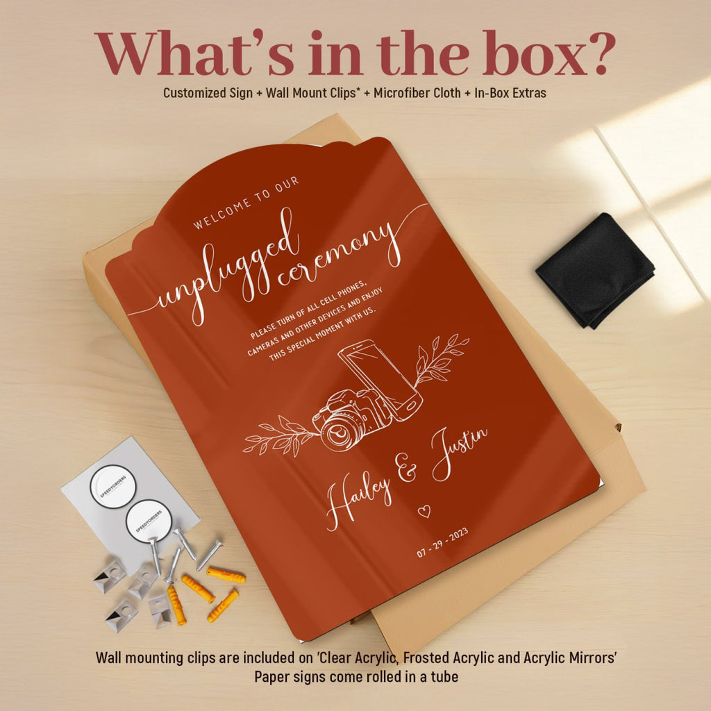 Unplugged Wedding Ceremony Sign, Terracotta Wedding Sign - SpeedyOrders