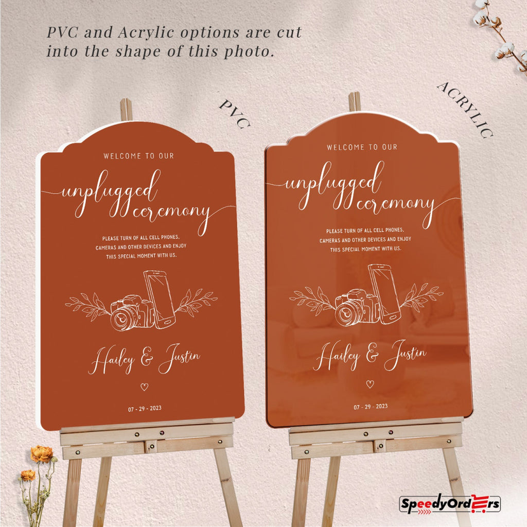 Unplugged Wedding Ceremony Sign, Terracotta Wedding Sign - SpeedyOrders