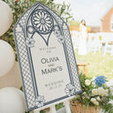 Vintage Stained Glass Wedding Welcome Sign, Vintage Teal Wedding Sign, Mirror Or Frosted Acrylic Wedding Entrance Sign - SpeedyOrders