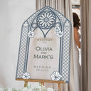 Vintage Stained Glass Wedding Welcome Sign, Vintage Teal Wedding Sign, Mirror Or Frosted Acrylic Wedding Entrance Sign - SpeedyOrders