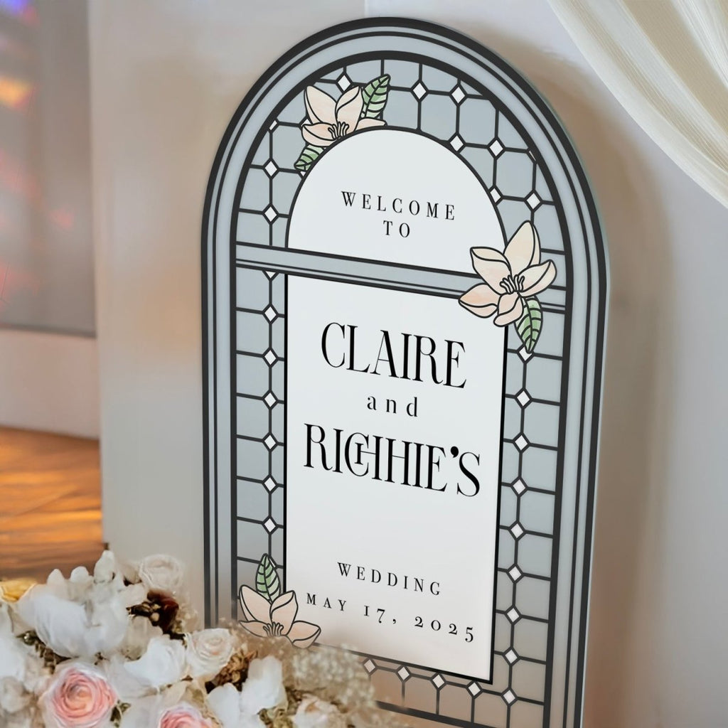 Medieval Mirror & Stained Glass Wedding Sign - Customizable Gothic Dec ...
