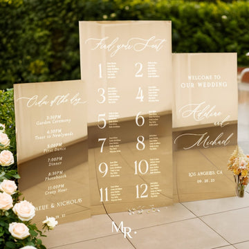 Wedding Mirror Signs, Wedding Welcome Mirror Sign Bundle, Gold Mirror Wedding Signs - SpeedyOrders