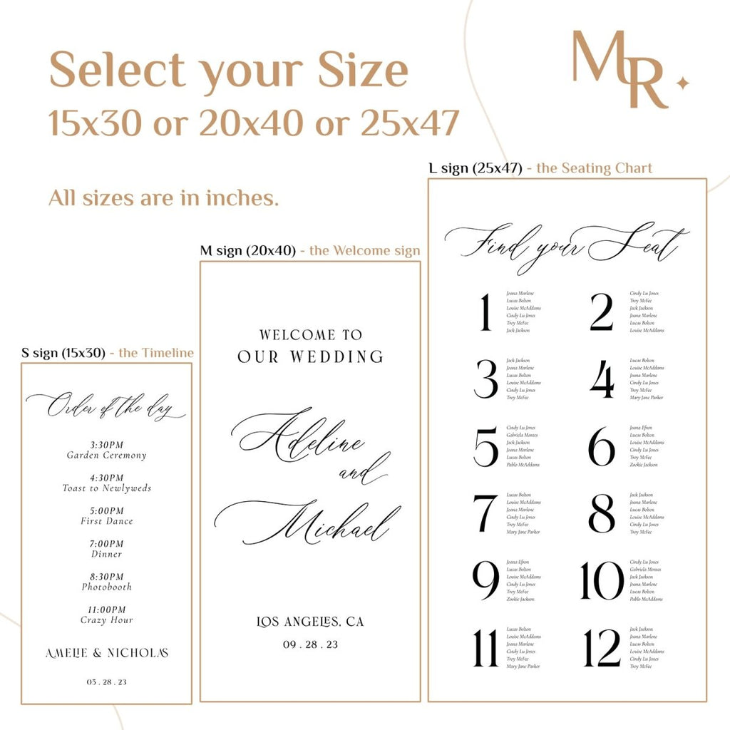 Wedding Mirror Signs, Wedding Welcome Mirror Sign Bundle, Gold Mirror Wedding Signs - SpeedyOrders