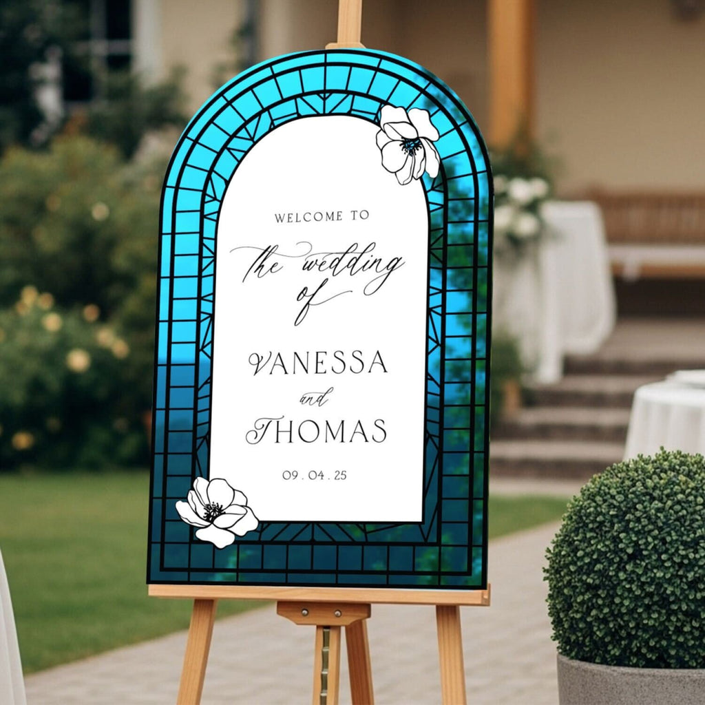 Wedding Sign, Stained Glass Wedding Welcome Sign - SpeedyOrders