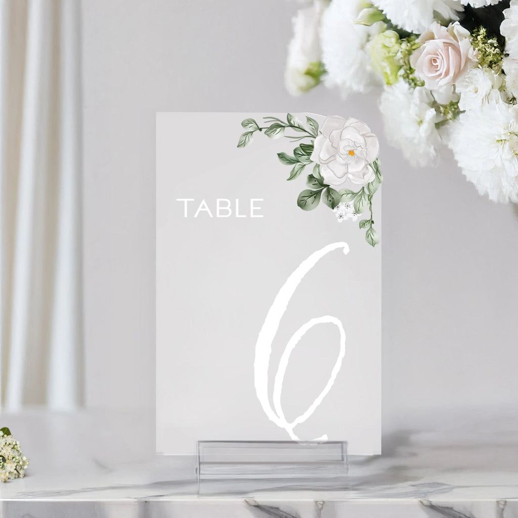 Wedding Table Numbers, Acrylic Or Mirrored Table Numbers, Floral Wedding Decorations - SpeedyOrders