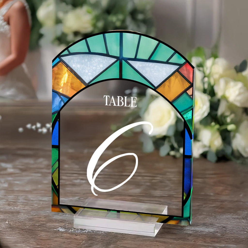 Wedding Table Numbers, Acrylic Or Mirrored Table Numbers, Stained Glass Wedding Decorations - SpeedyOrders
