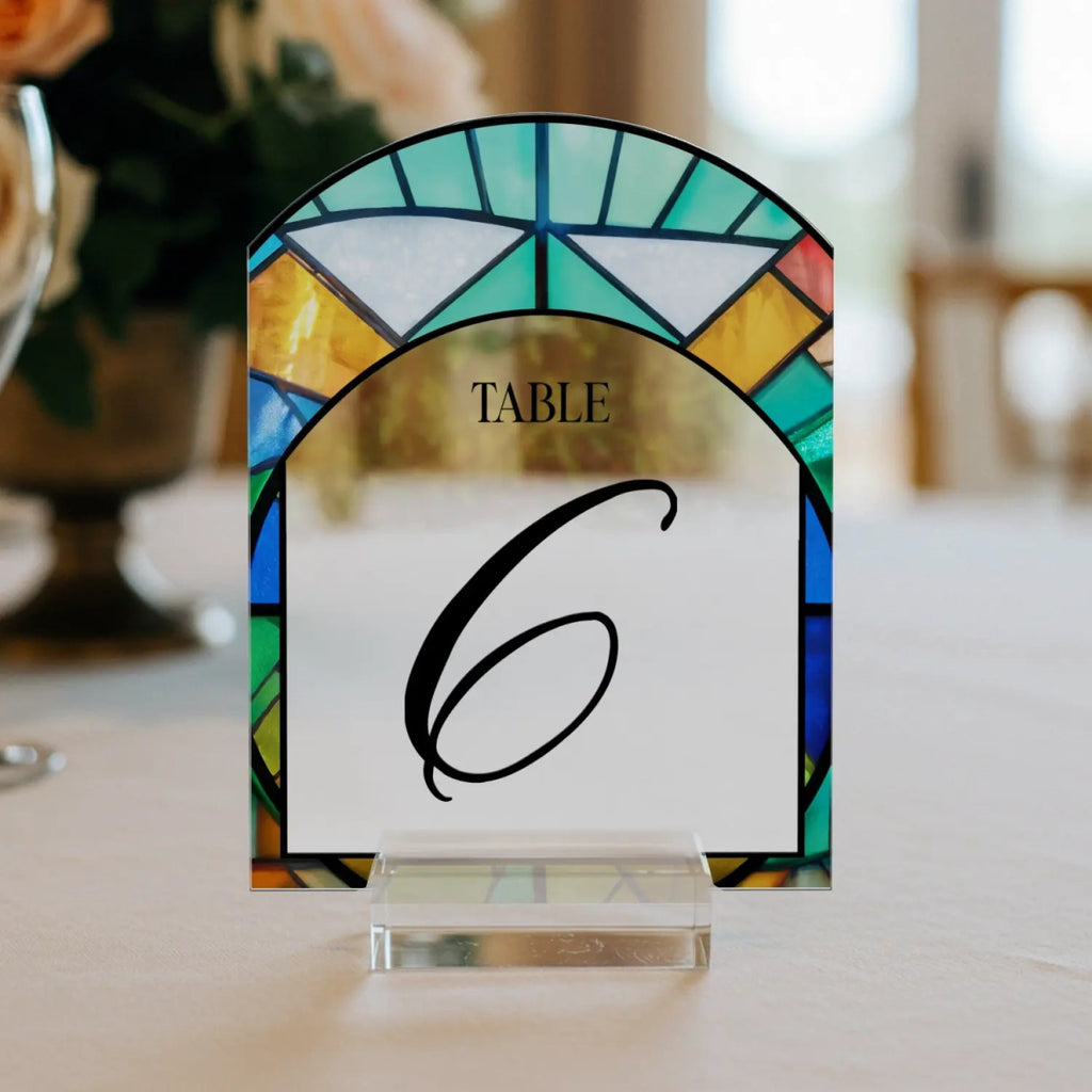 Wedding Table Numbers, Acrylic Or Mirrored Table Numbers, Stained Glass Wedding Decorations - SpeedyOrders