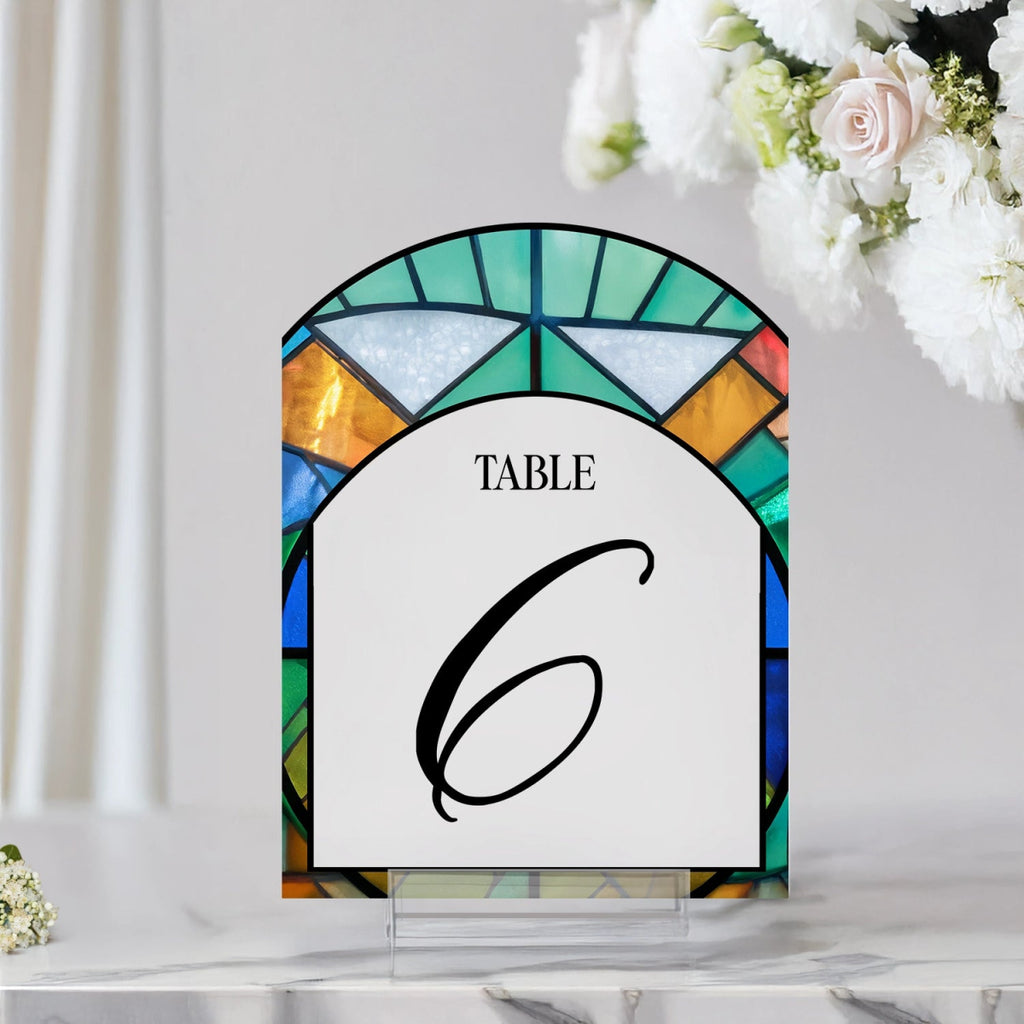 Wedding Table Numbers, Acrylic Or Mirrored Table Numbers, Stained Glass Wedding Decorations - SpeedyOrders