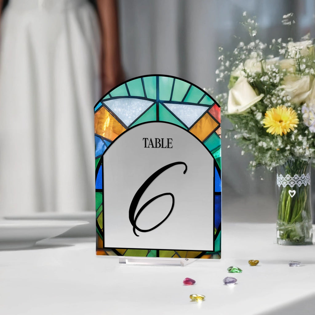 Wedding Table Numbers, Acrylic Or Mirrored Table Numbers, Stained Glass Wedding Decorations - SpeedyOrders