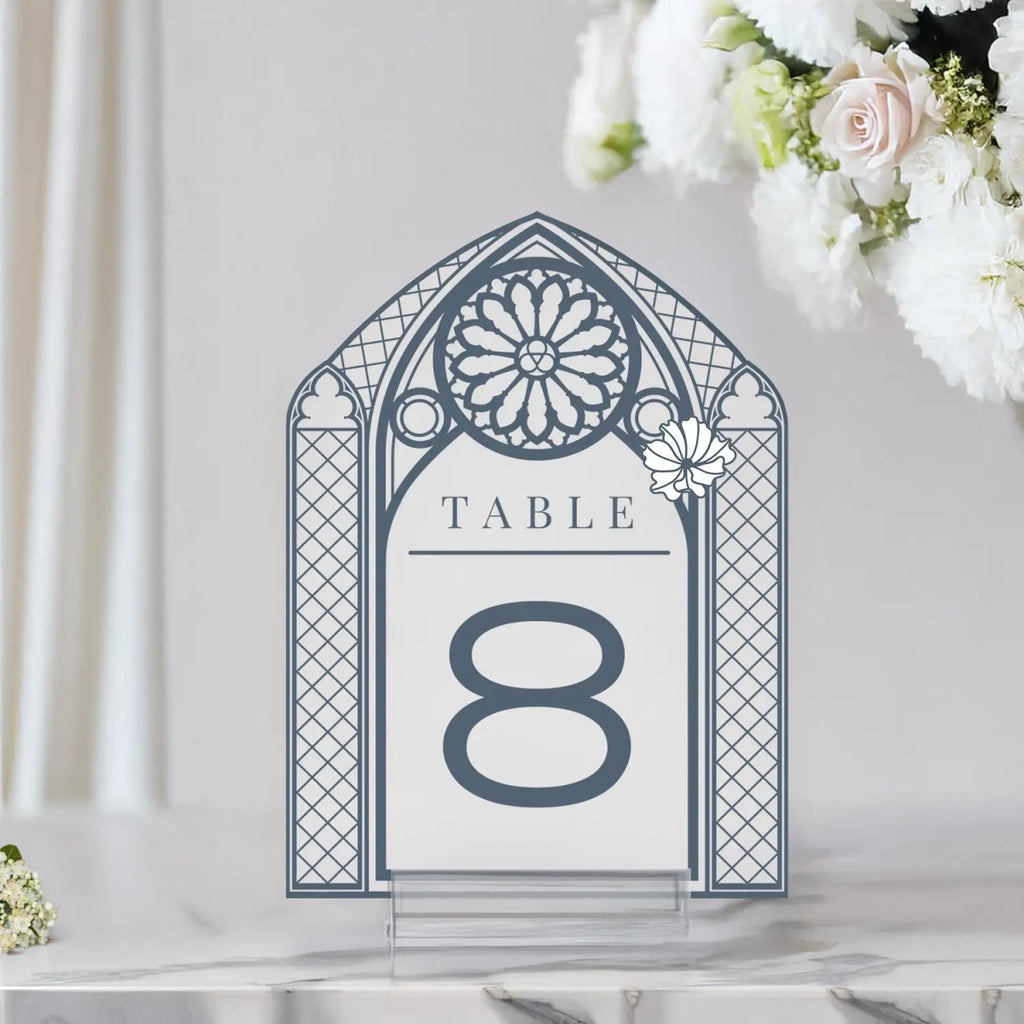 Wedding Table Numbers, Acrylic Or Mirrored Table Numbers, Vintage Stained Glass Wedding Decorations - SpeedyOrders