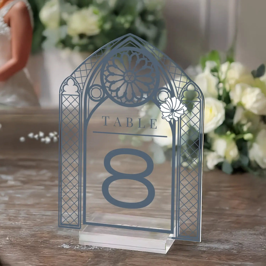 Wedding Table Numbers, Acrylic Or Mirrored Table Numbers, Vintage Stained Glass Wedding Decorations - SpeedyOrders