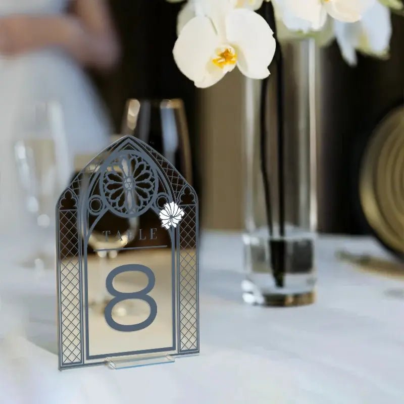 Wedding Table Numbers, Acrylic Or Mirrored Table Numbers, Vintage Stained Glass Wedding Decorations - SpeedyOrders