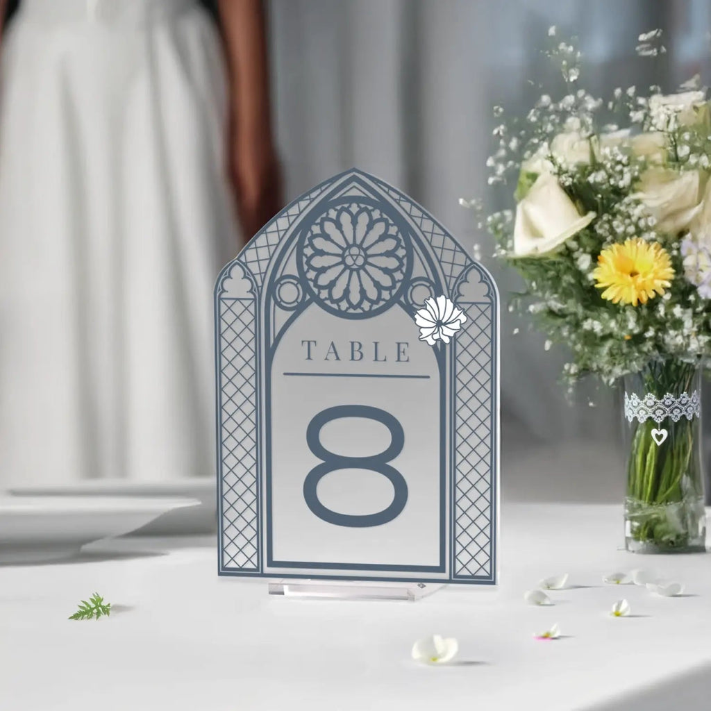 Wedding Table Numbers, Acrylic Or Mirrored Table Numbers, Vintage Stained Glass Wedding Decorations - SpeedyOrders