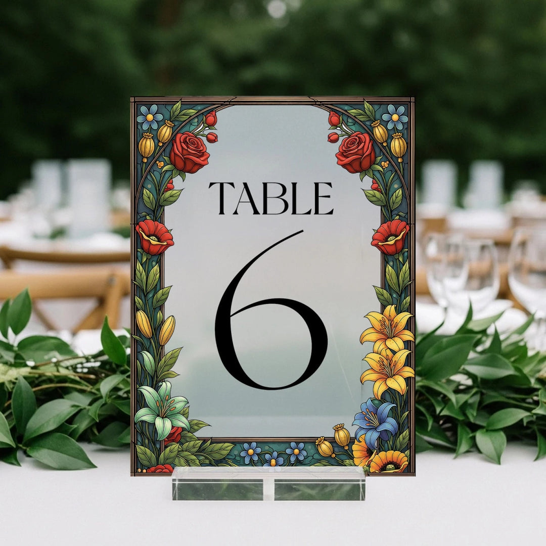 Wedding Table Numbers, Floral Wedding Table Sign - SpeedyOrders