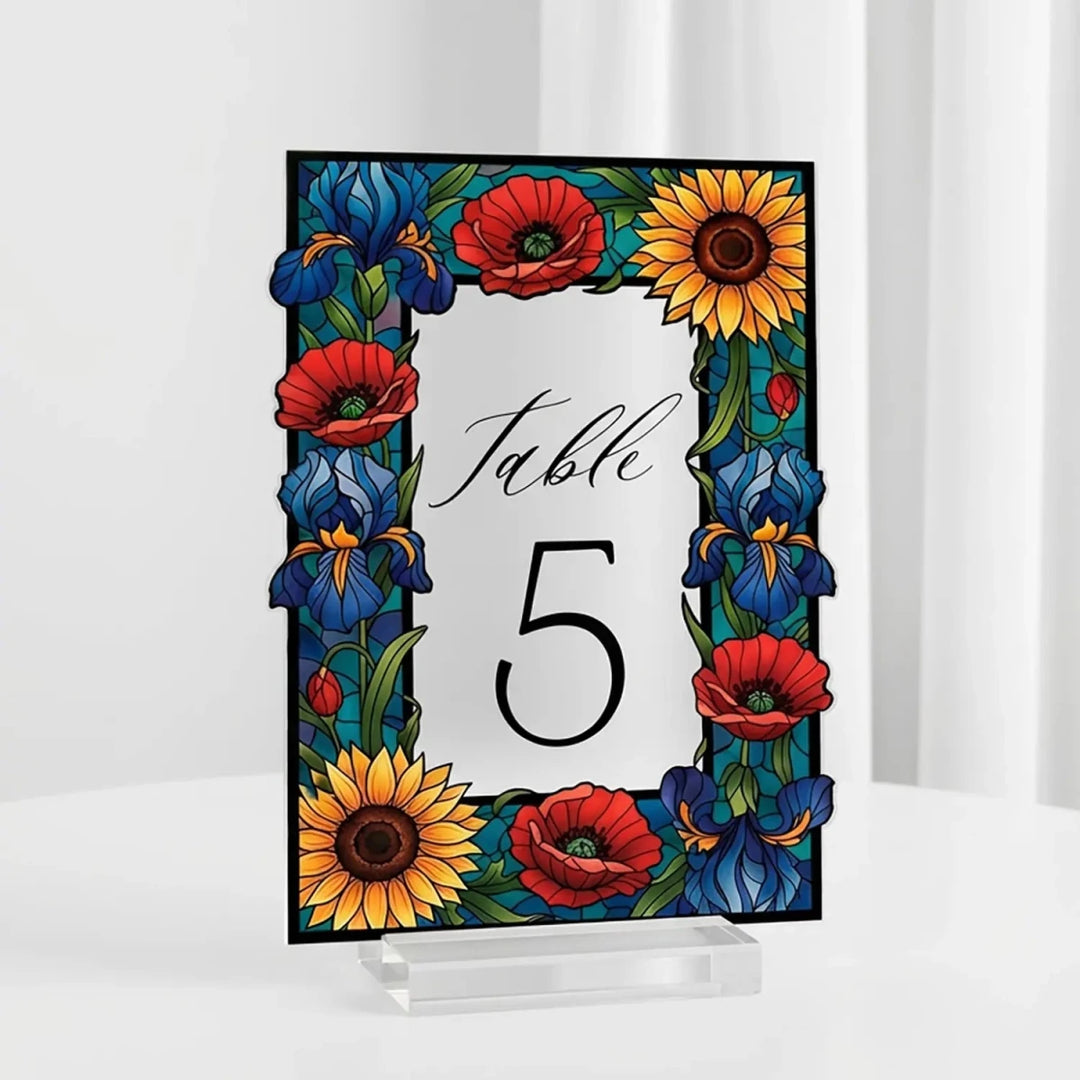 Wedding Table Numbers, Stained Glass Wedding Table Signs, Frosted Acrylic Or Mirrors Table Numbers, Wedding Table Decorations - SpeedyOrders