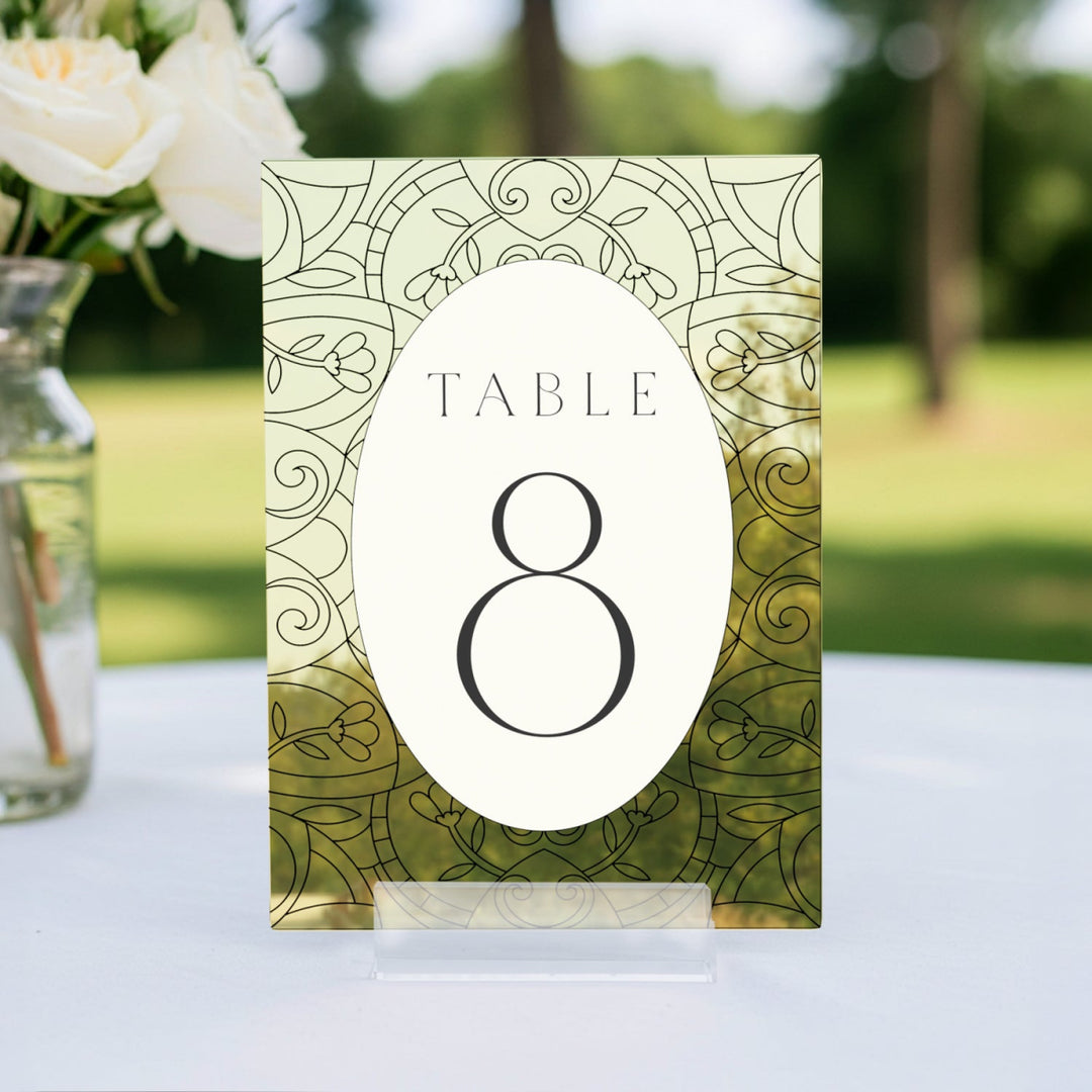 Wedding Table Numbers, Stained Glass Wedding Table Signs, Frosted Acrylic Or Mirrors Table Numbers, Wedding Table Decorations - SpeedyOrders