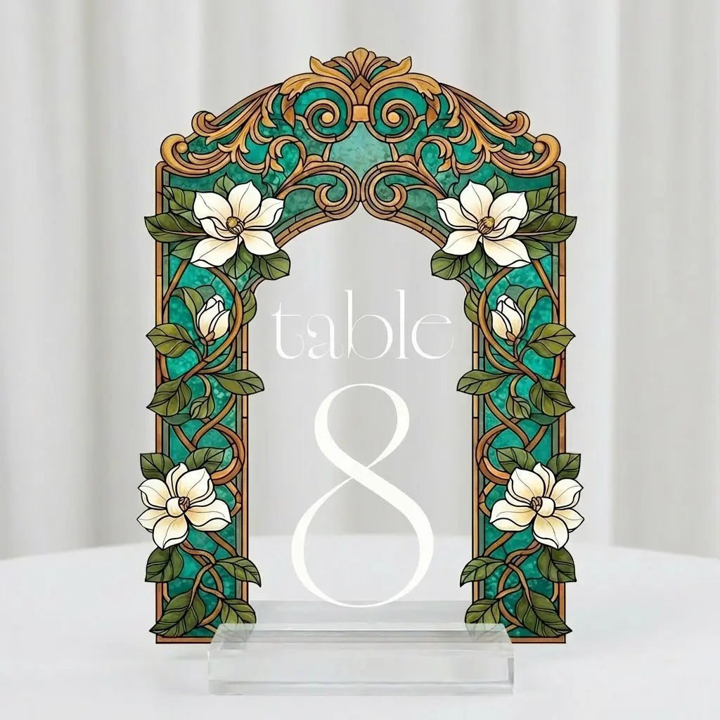 Wedding Table Numbers, Stained Glass Wedding Table Signs, Frosted Acrylic Or Mirrors Table Numbers, Wedding Table Decorations - SpeedyOrders