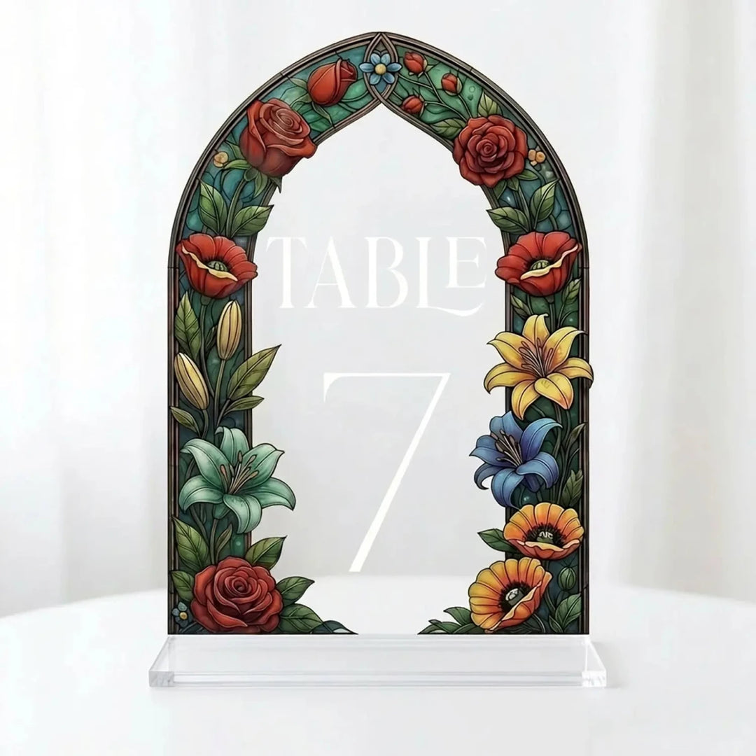 Wedding Table Numbers, Stained Glass Wedding Table Signs, Frosted Acrylic Or Mirrors Table Numbers, Wedding Table Decorations - SpeedyOrders