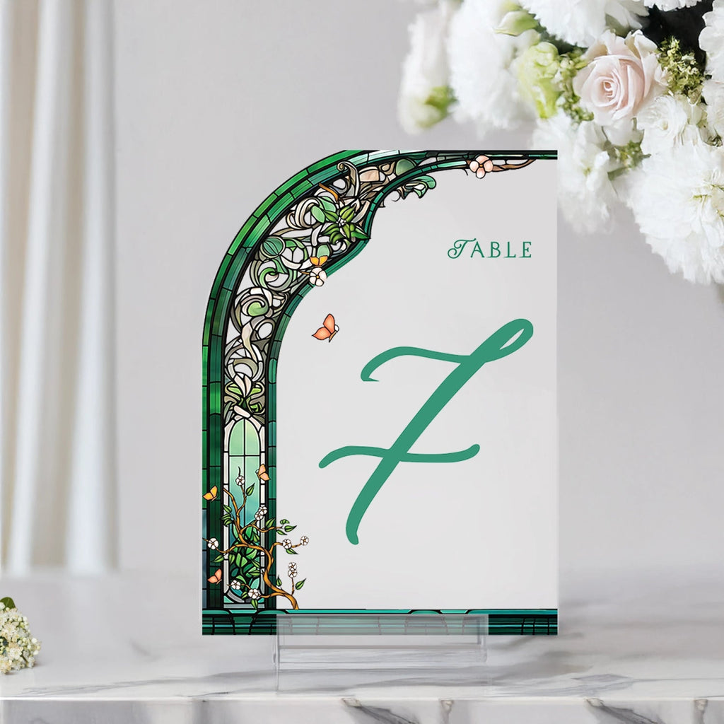 Wedding Table Numbers, Stained Glass Wedding Table Signs, Frosted Acrylic Or Mirrors Table Numbers, Wedding Table Decorations - SpeedyOrders