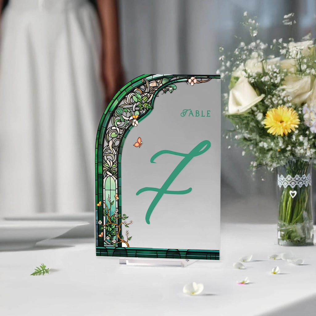 Wedding Table Numbers, Stained Glass Wedding Table Signs, Frosted Acrylic Or Mirrors Table Numbers, Wedding Table Decorations - SpeedyOrders
