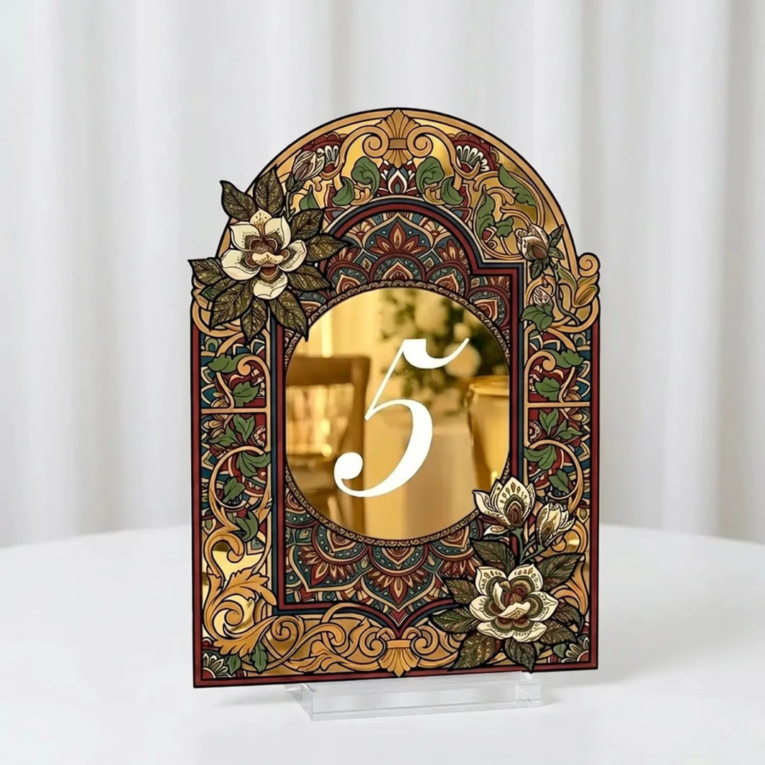 Wedding Table Numbers, Stained Glass Wedding Table Signs, Frosted Acrylic Or Mirrors Table Numbers, Wedding Table Decorations - SpeedyOrders