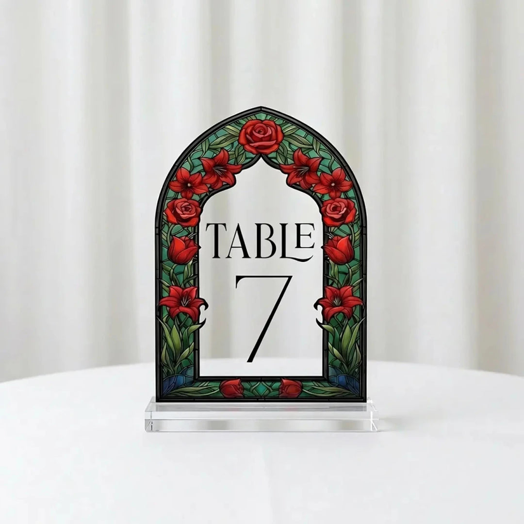 Wedding Table Numbers, Stained Glass Wedding Table Signs, Frosted Acrylic Or Mirrors Table Numbers, Wedding Table Decorations - SpeedyOrders