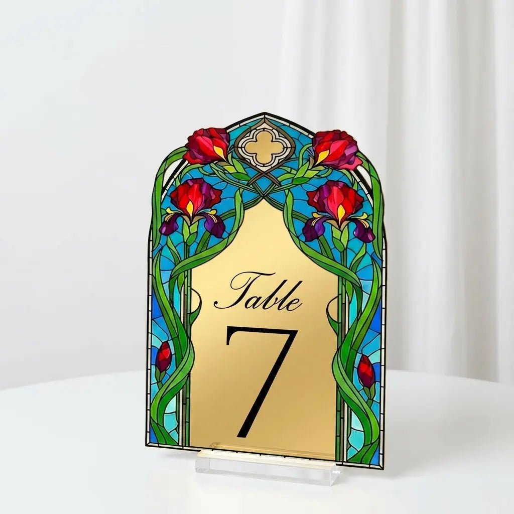 Wedding Table Numbers, Stained Glass Wedding Table Signs, Frosted Acrylic Or Mirrors Table Numbers, Wedding Table Decorations - SpeedyOrders