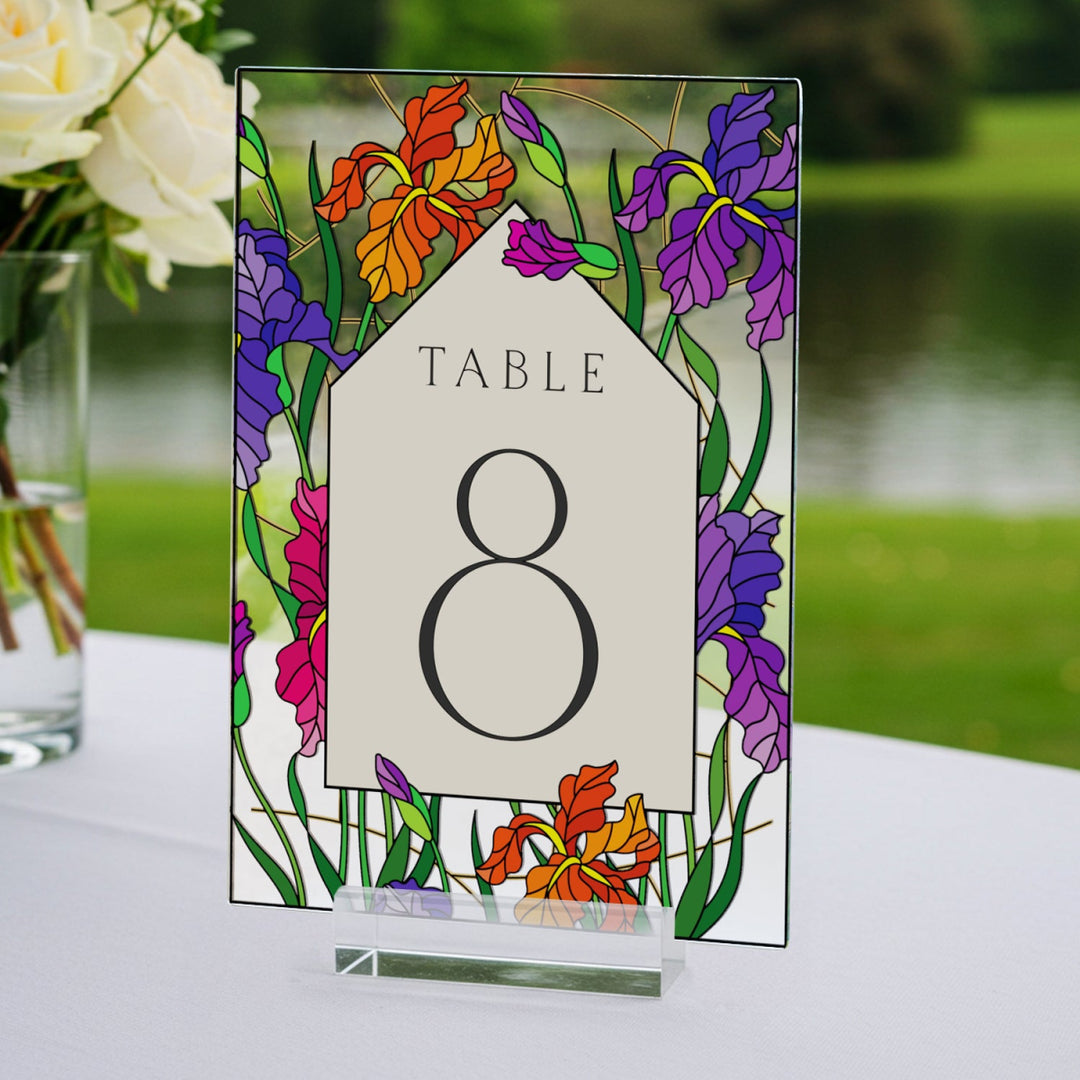 Wedding Table Numbers, Stained Glass Wedding Table Signs, Frosted Acrylic Or Mirrors Table Numbers, Wedding Table Decorations - SpeedyOrders