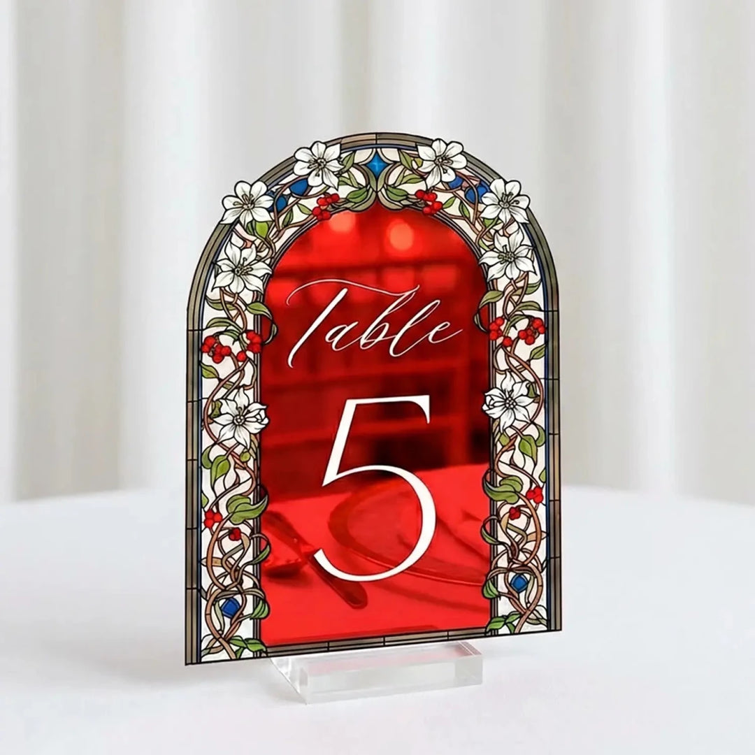 Wedding Table Numbers, Stained Glass Wedding Table Signs, Frosted Acrylic Or Mirrors Table Numbers, Wedding Table Decorations - SpeedyOrders