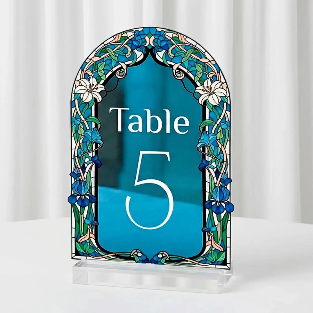 Wedding Table Numbers, Stained Glass Wedding Table Signs, Frosted Acrylic Or Mirrors Table Numbers, Wedding Table Decorations - SpeedyOrders