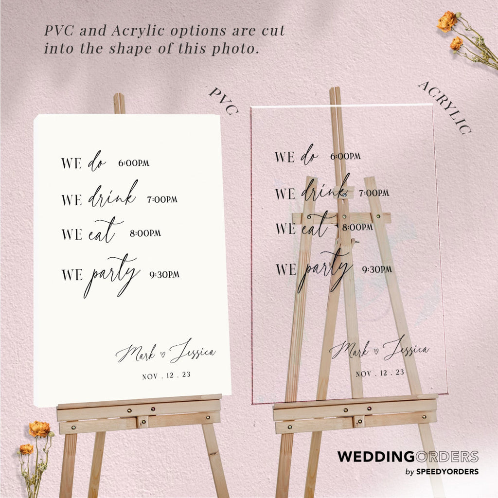 Wedding Timeline Sign, Wedding Order Of Events - SpeedyOrders