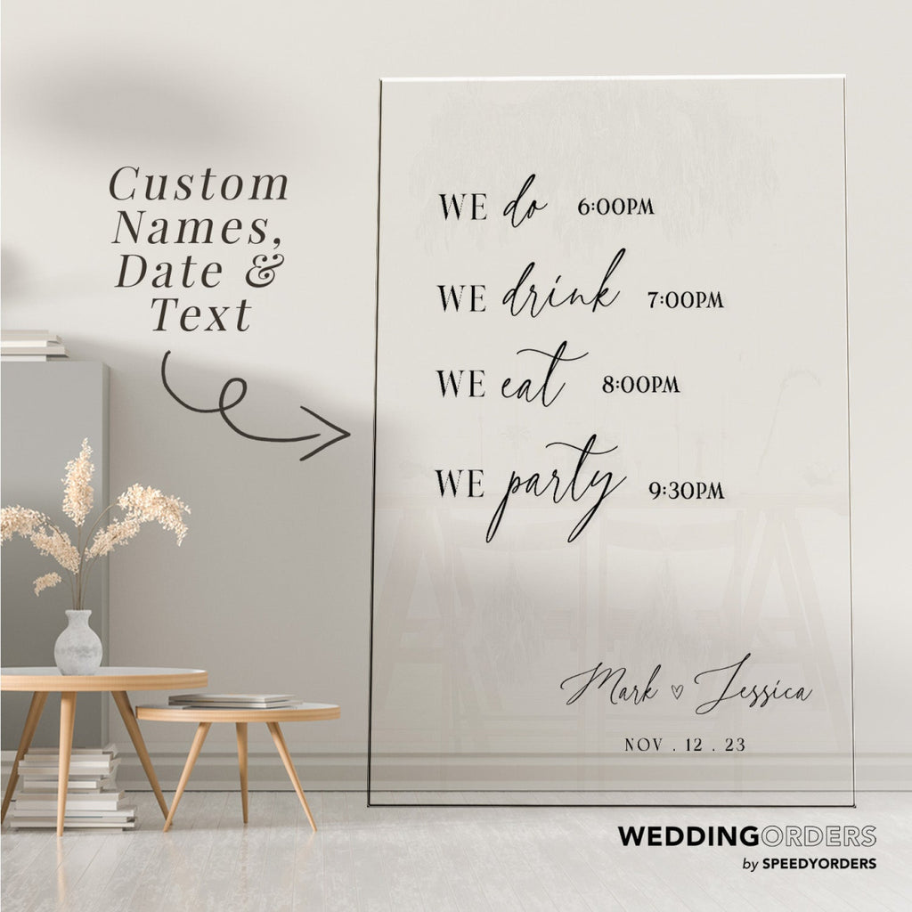Wedding Timeline Sign, Wedding Order Of Events - SpeedyOrders