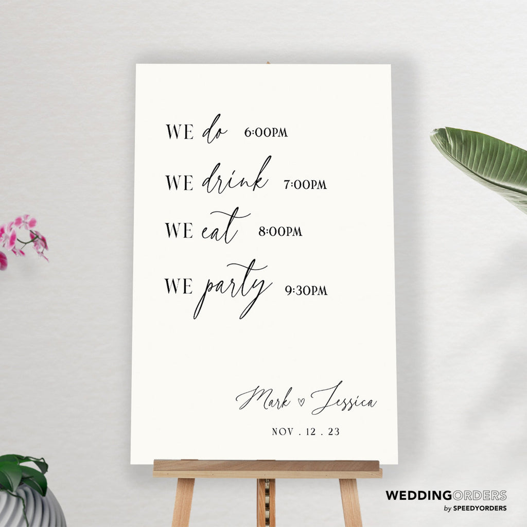 Wedding Timeline Sign, Wedding Order Of Events - SpeedyOrders