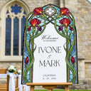 Wedding Welcome Sign, Acrylic Red Floral Wedding Signs - SpeedyOrders