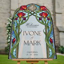 Wedding Welcome Sign, Acrylic Red Floral Wedding Signs - SpeedyOrders
