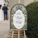 Wedding Welcome Sign, Arched Floral Stained Glass Wedding Sign - SpeedyOrders