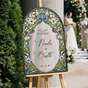 Wedding Welcome Sign, Arched Floral Stained Glass Wedding Sign - SpeedyOrders