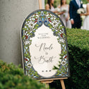 Wedding Welcome Sign, Arched Floral Stained Glass Wedding Sign - SpeedyOrders