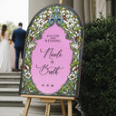 Wedding Welcome Sign, Arched Floral Stained Glass Wedding Sign - SpeedyOrders