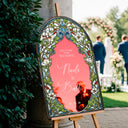 Wedding Welcome Sign, Arched Floral Stained Glass Wedding Sign - SpeedyOrders