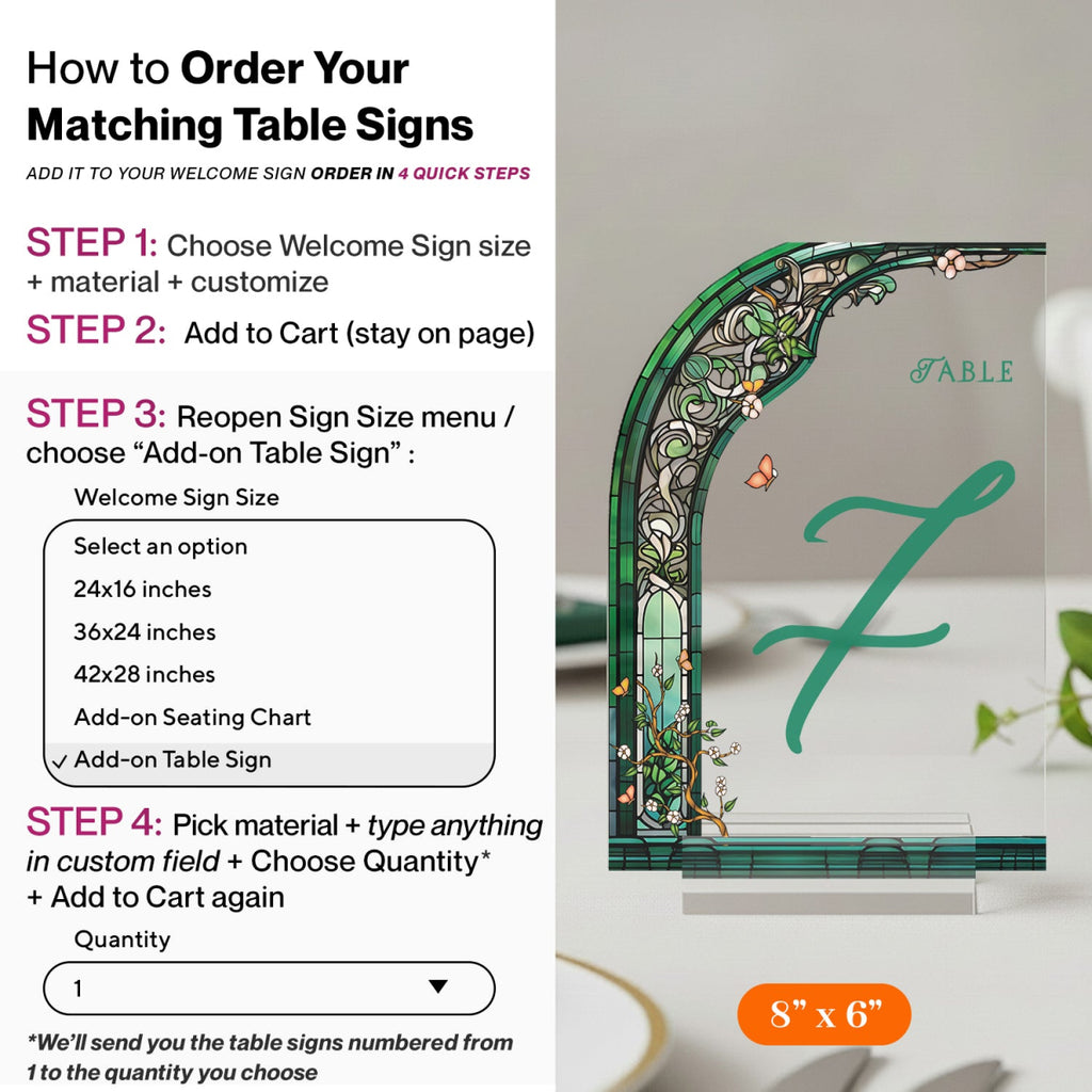 Wedding Welcome Sign, Stained Glass Wedding Entrance Sign, Custom Wildflowers Wedding Sign - SpeedyOrders