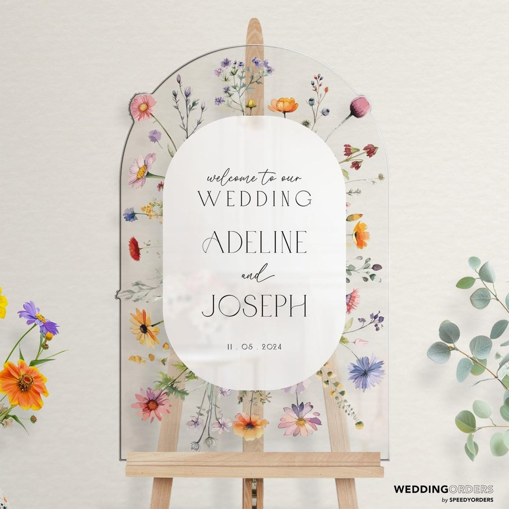 Wedding Welcome Sign, Wildflowers Wedding Sign, Floral Wedding Signage - SpeedyOrders