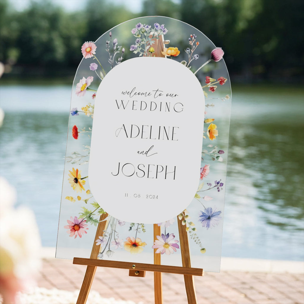 Wedding Welcome Sign, Wildflowers Wedding Sign, Floral Wedding Signage - SpeedyOrders