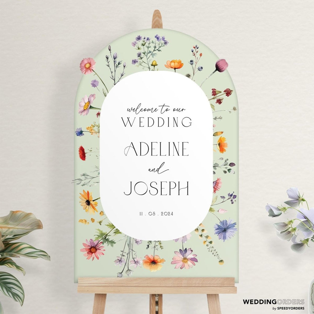 Wedding Welcome Sign, Wildflowers Wedding Sign, Floral Wedding Signage - SpeedyOrders