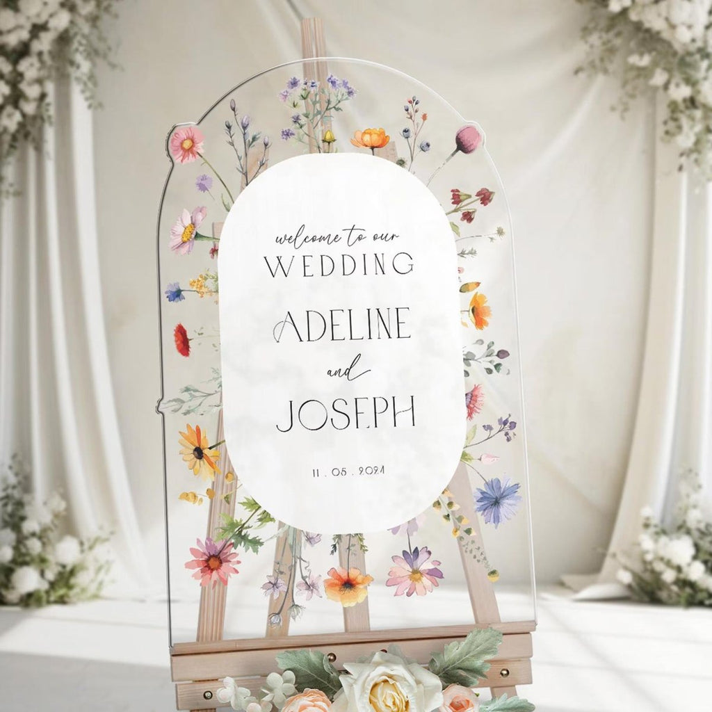 Wedding Welcome Sign, Wildflowers Wedding Sign, Floral Wedding Signage - SpeedyOrders